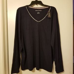 NWT Nautica 2X Black Long Sleeve Cotton shirt